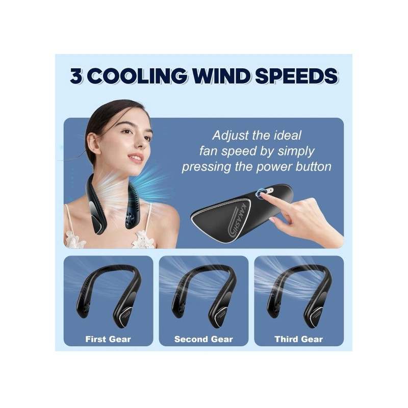 Kakashi 6000mAh Portable Neck Fan Rechargeable, Bladeless Operated Wearable for