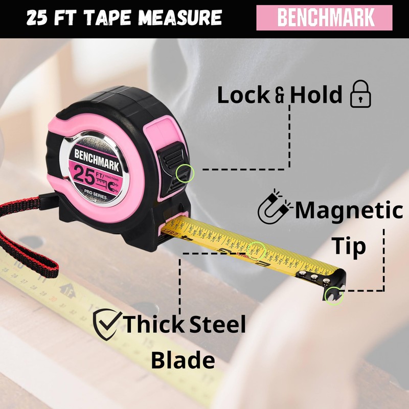 Benchmark - Pink - 3 Pack - 25 ft Tape