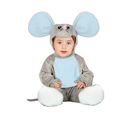 FIESTAS GUIRCA | Costume Topolino Baby (18-24 Mesi) - Tutù, Coda, Cappello e Scarpette - Costumi da Animali per Neonati Unisex - Ideale per Halloween, Carnevale e Feste in Maschera - Grigio