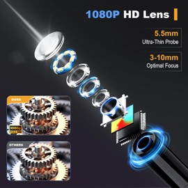 Borescope Endoscope Camera with Light: 4.3" Inspection Camera for Sewer - 16.4ft Waterproof Industrial Endoscope - Flexible Snake Bore Scope for Plumbing Automotive