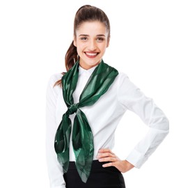CBC Crown Women's Silk Feeling Solid Color Satin Striped 42" Square Fashion Shawl Scarf (Dark Green)
