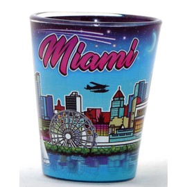 Miami Florida Skyline Night In and Out Shot glass