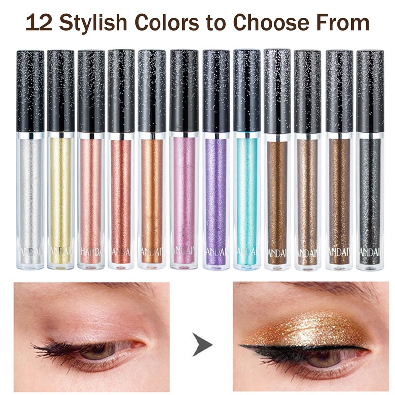 Liquid Eyeshadows, Long-lasting Liquid Glitter-Eyeshadows Colorful Eye Shadows for Eye-Makeup