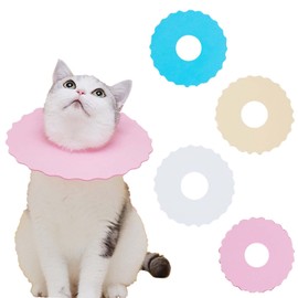 SoarExcelyy 4Pcs Soft Cat Cone, Collar for Cats to Stop Licking, Lightweight, Disposable & Hygienic with Weekly Throwing Design, Multiple Wearing Methods (S/M/L)