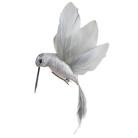 Davies 19cm Glitter Clip on Hummingbird Christmas Tree Decoration - Silver