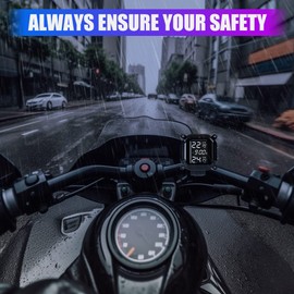 Tyre Pressure Monitor, Motorcycle Tpms Wireless Tyre Pressure Monitoring System Car Safety Monitor with LCD Display & 2 External Sensors, Tire Pressure Monitor Sensor-Waterproof Adjustable Angle