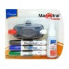 4 Plumones Magistral + Liquido Para Pizarron + Borrador
