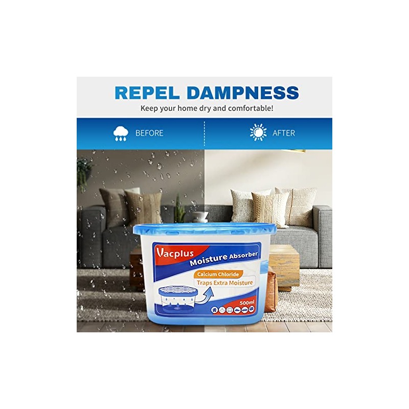 Vacplus Moisture Absorbers - Dehumidifiers for Closet, Efficient Humidity Absorber
