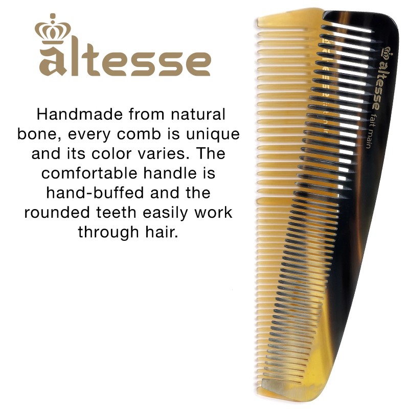 Altesse Antistatic Horn Comb with Smooth Rounded Teeth Handmade in