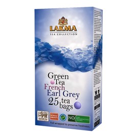 Lakma Fruity Collection French Earl Grey Green Tea Bergamot & Cream - 25 Tea Bags (Gmo Free, Gluten Free, Dairy Free, Sugar Free & 100% Natural)