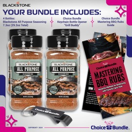 Blackstone All Purpose (AP) Seasoning – Gourmet Griddle Premium Barbecue Rub 4 Pk (29.2 oz) + BBQ Masters & Opener (6 Items)!
