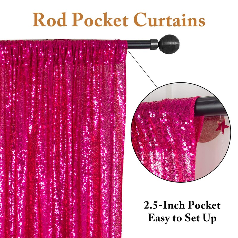 ShinyBeauty Sequin Backdrop 125x215cm Fuchsia Backdrop Decoration 1 Panel Hot