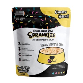 SPRANKLES Freeze Dried Chicken Treats for Cats & Dogs - Single Ingredient Chicken Breast All Natural Grain-Free, High Protein, Made in USA - Perfect for Training, Topper or Snack (6 Ounce)