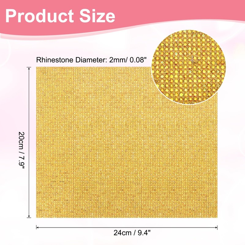 PATIKIL Bling Crystal Rhinestone Sheet, 9.4"x7.9", Gold Yellow