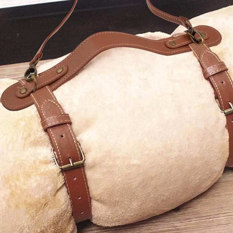 Namvo Picnic Blanket Strap Pu Leather Strap With Adjustable Shoulder