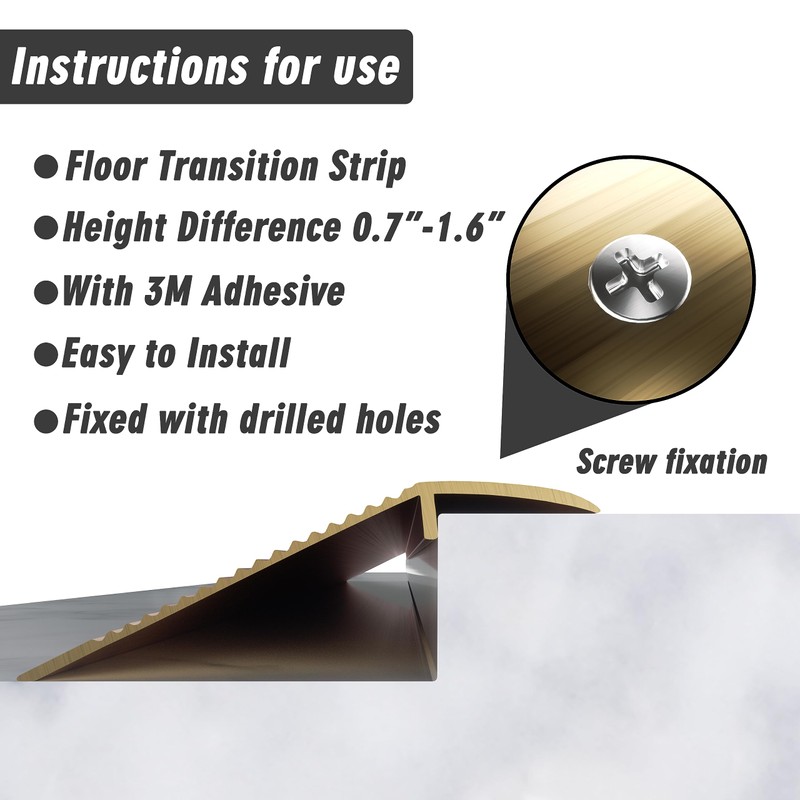 Heainaiyoo Metal Floor Transition Strip, Aluminum Threshold for Doorways, for