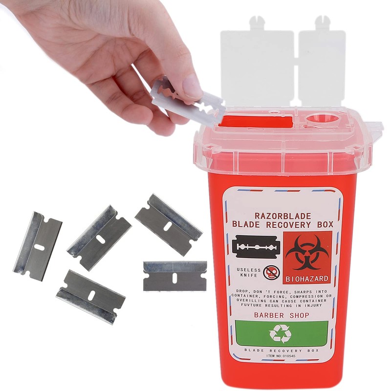 Razors Blades Disposal Case, Large Capacity Red Razor Blade Bank