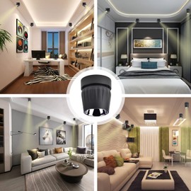 Vrnzau LED Ceiling Spotlight 12W - Directional Spot Light 360° Rotate / 3000K / Warm White/Wall Lamp Ceiling Spotlight for Hallway Gallery Display Living Room/Black - Warm White Light (Black, 3000K)