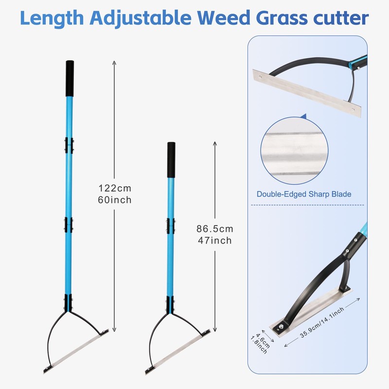 sancat Weed Cutter with Double-Edged Sharp Blade,51 inch Stainless Steel