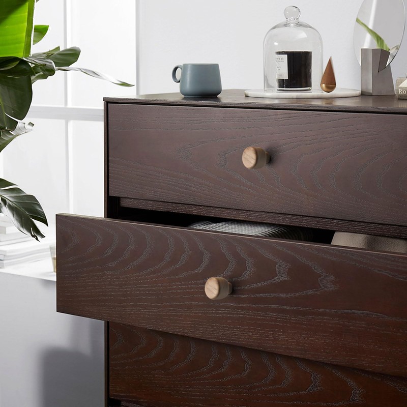 Evionlin 8 pcs Walnut Wood Round Chinese-Style Cute Cabinet Door