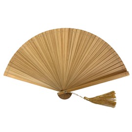 ffscafscn Hand Fan for Vintage Japanese Bamboo Silk Elegant for Dance Music Festival Wedding Church Decoration Party (Beige, Medium)