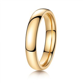 YOESDIE Gold 2mm 4mm 6mm 8mm 10mm Titanium Ring Wedding Band Ring for Men Women | Plain Dome High Polished Wedding Band Comfort Fit Size 5-13 (Gold 4mm, 10)