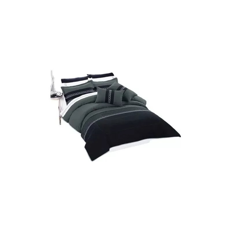 Colchas Concord Edredón Onix Matrimonial Doble Vista Negro Fundas Concord