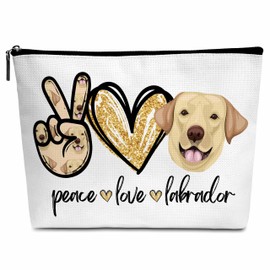Dogs Cosmetic Bag, Peace Love Labrador Makeup Bag with Zipper for Toiletry Bag Accessories, Dog Lover Gifts for Women Birthday - A19