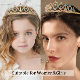 Exacoo Birthday Girl Sash and Crown For Women, Birthday Tiara For Girls Colorful rapunzel Crown Hair Accessories for Women Birthday Party Decoartions cumpleaños decoracion mujer