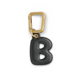 UNTAGS - Charm Letter B - Material with Leather Effect - Includes Gold Metal Buckle - Black
