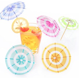 Pack of 50 Cocktail Umbrellas, Drinks Umbrellas, Cocktail Accessories Decoration, Paper Cocktail Umbrellas, Drinks Decorative Umbrellas, for Cakes, Desserts, Drinks, Wedding, Hawaii Bar Decoration (B)