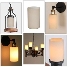 Anmire 2 Pack Vintage Style Glass Shade, Cylinder Light Fixture Replacement Globe or Cover with 1-5/8-Inch Fitter for Chandelier Wall Sconce Pendant Light, G0032