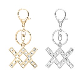 CIAJIE Llavero de constelación, paquete de 2 llaveros de vidrio creativo del zodiaco dorado y plateado, accesorios novedosos para llavero, Acuario, M