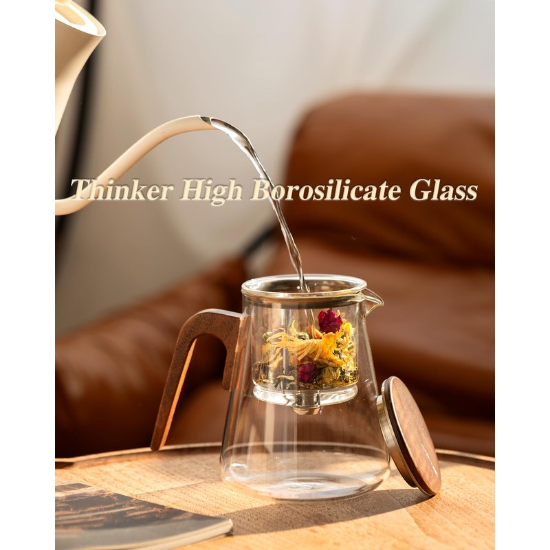 ZENS Magnetic Tea Pot, Enchanted Glass Teapot with Infuser and