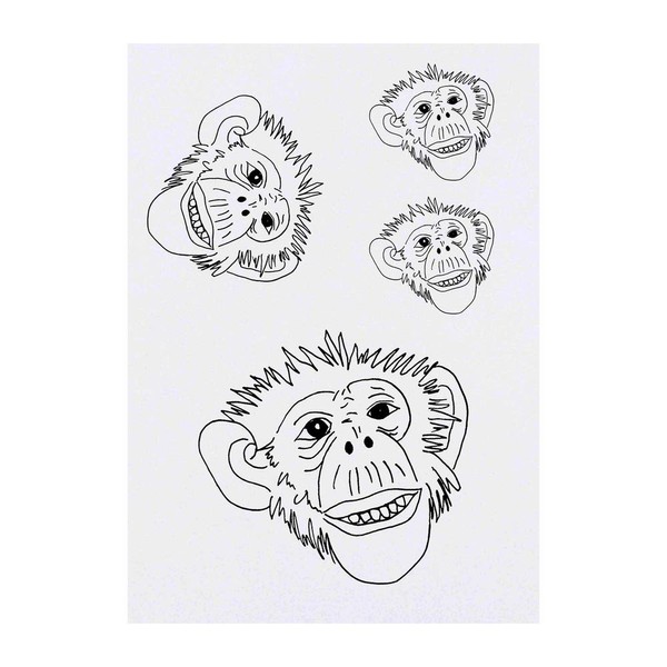 4 x 'Monkey Face' Temporary Tattoos (TO00006926)