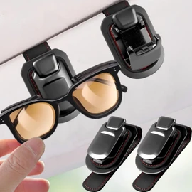 SEAMETAL Sunglass Holder for Car Visor Metal Sunglasses Clip, One-Hand Operation,Heavy Duty Universal Eyeglass Holder for Sun Visor,Secure Fit for Most Glasses,Car Accessories Organizer (2 PACK Black)