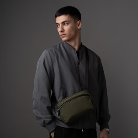 [ALPAKA] Flight Sling 2L Men's Shoulder Bag Sling Bag Travel Bag Lightweight Easy to Carry Foldable Detachable Strap Attachable Shoulder Belt, green (dark green)