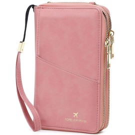 NQQNQQ US-B Passport Wallet, RFID Blocking Passport Holder Large Capacity, Lightweight PU Document Organizer for Women (Pink)