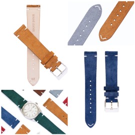 BARAK WATCHES Quick Release Suede Leather Watch Straps – Soft Genuine Leather Band – 20mm 22mm – Replacement Watch Band for Men & Women – Multiple Colors Available (Blue, 22mm)