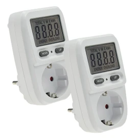 Energy Cost Meter Electricity Cost Meter Energy Cost Meter for Socket 230 V – Consumption Meter up to 3600 Watt Tariff Adjustable – Pack of 2 White