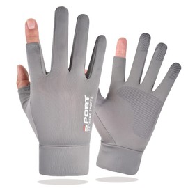 SCOLORKI Men's Gloves for Spring and Summer, Cooling Gloves, Thin, UV Protection, Sunscreen, Cut 2 Fingers, Anti-Slip, Smartphone Operation, Stretch, Quick Drying, Fishing, Cycle Gloves, Driving,