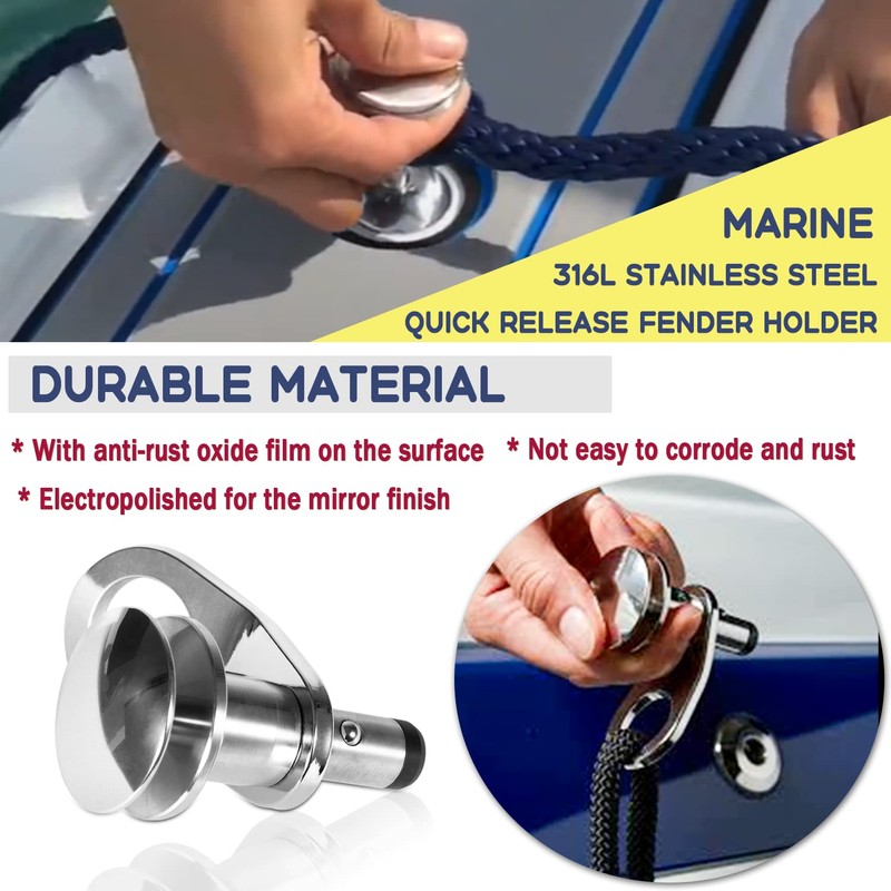 Marine Stainless Steel Quick Release Fender Holder, Easy Pop Up