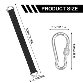 XPEX Pack of 2 Swing Hanging Kit Swing Attachment, 50 cm Hammock Attachment, Swing Suspension Attachment Nylon Hanging Strap with 2 Heavy Duty Carabiners and D-Rings for Swing Hammocks