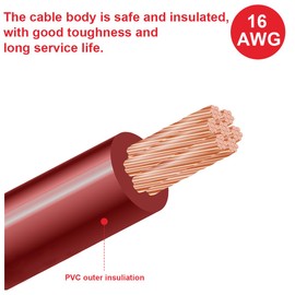 MKBKLLJY 2 Pieces 1/4 Inch TS Male to bare Speaker Cable 1FT 16AWG Positive Red Wire Marking Pure Copper Housing Gold-Plated TS Connector 6.35 mm Mono Plug with Cable Ties for DJ DIY Guitar