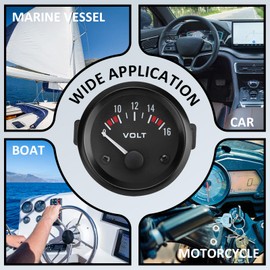 Crumye 12V Universal Car Voltmeter of 52mm/2in Diameter 8-16V Measurement BX100007 Range Adjustable Backlit LED Display Aluminum Alloy