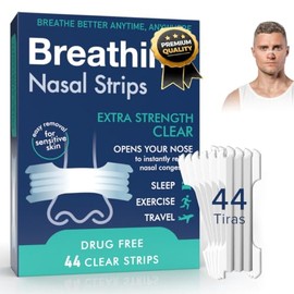 Yakiter 44 Tiras Nasales Antirronquidos Mejorados,Drug-Free Nasal Strips Transparente,Alivio Instantáneo de Congestión Nasal,Cintas Nasales para...   