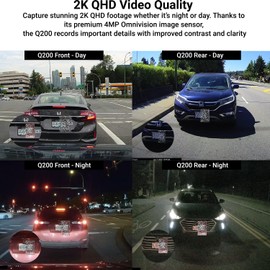 THINKWARE Q200 2CH Dash Cam Front Rear 2K Car Dashboard Camera, WiFi, WDR, Speed Red Light Alerts, ADAS, 256GB Max, Parking Monitor, Night Vision (Free 32GB MicroSD, 12V Cigar, Hardwiring Cable, GPS)