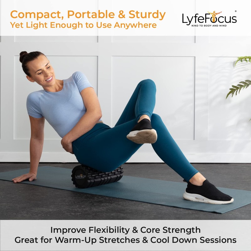 LyfeFocus Premium Trigger Point Foam Roller (Black) - Multi Pressure