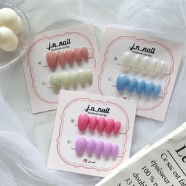 One-color handmade nail tip [glitter reflective gel] - Short Oval / 원컬러 수제네일팁[글리터반사젤] - 숏오발