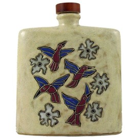 Mara Ceramic Stoneware 24 Oz. Hummingbird Tan Square Decanter